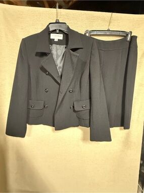 Sag Harbor Black Double-Breasted Blazer and Matching Skirt
